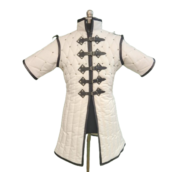 Medieval Costume Gambeson, Reenactment Roman Gambeson with black leather